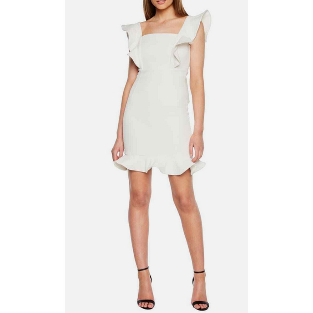 Bardot Ashley Frill Sun Dress White Size 6 3324